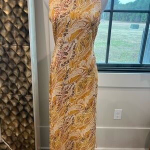 Sage Yellow and Cream Maxi Dress